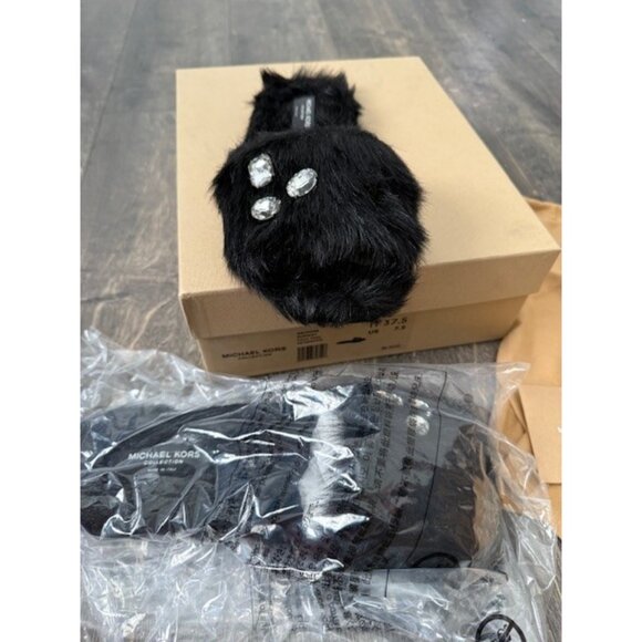 Michael Kors Slippers Slides Delphine Runway Faux Mink Fur Dust Bag Box Slip on - Picture 3 of 10